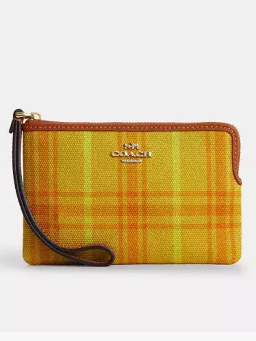 Coach Corner Zip Wristlet in Burnished Amber Brown & Gold Hardware - Picture 1 of 14